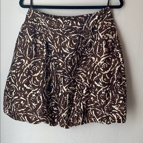 Silk Brown & White Abstract Floral Bell Skirt - Picture 2 of 10